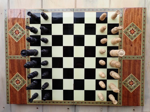 Marquetry chess board box - board,