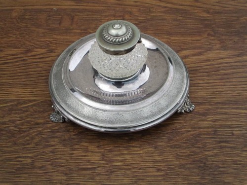 Silver plated inkwell - silver,
