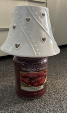 Yankee Candle Large Sized White Ceramic Love Heart Jar Topper Shade, No Candle