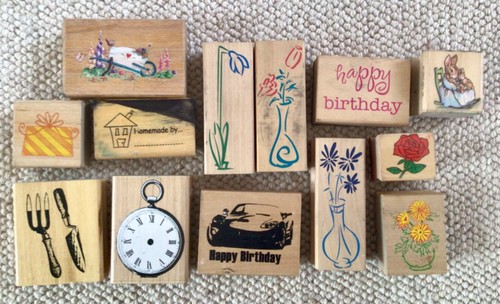 Rubber stamp lot medium wooden - rubber,