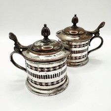 PAIR ANTIQUE MUSTARD POTS