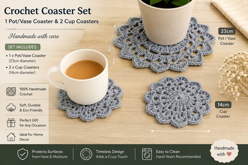 Handmade crochet coaster - coaster, 3