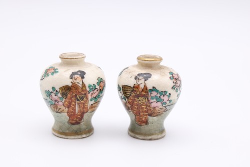 Pair miniature satsuma - of,