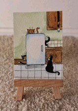 Original Watercolour Painting ACEO "Mischief In The Kitchen" by Colin Coles 