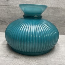 Large Ribbed Bottle Green Vesta Oil Lamp Shade 19cm Tall x 22cm Diameter Base