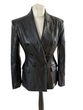 Zara Small Women’s Smart Blazer Jacket Faux Leather Black
