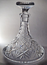 MID CENTURY WEBB CORBETT CUT CRYSTAL SHIPS DECANTER 25cm