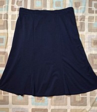 Bonmarche Navy Blue Elasticated Flared Jersey Midi Skirt - Size 18