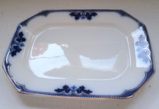 ANTIQUE "MILFORD" BURGESS & LEIGH BURSLEM-  SERVING PLATE BLUE/WHITE Reg DESIGN