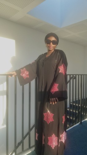Black soft fabric abaya - black,