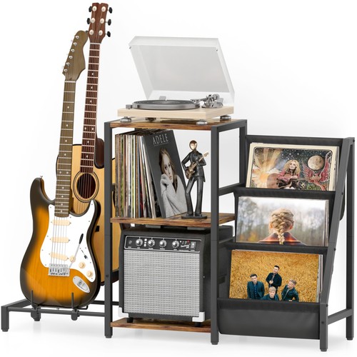 Guitar stand with vinyl - guitar, record