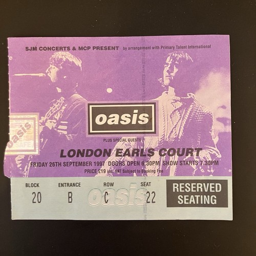 Oasis ticket stubs 1995 - ticket,