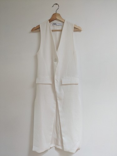 Zara white long waistcoat - zara,