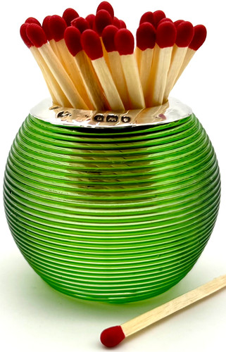 Silver mounted green glass - green,