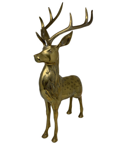 Figurine gold brass stag deer - brass,