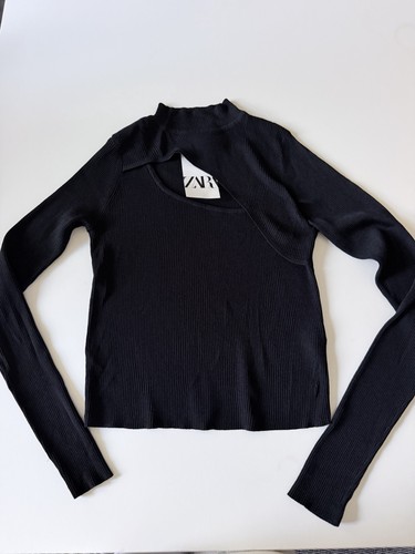 Zara black ribbed knit long