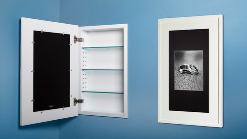 Recessed medicine cabinet - cabinet, with