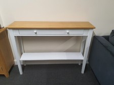 Oak & White Long Console Table | Narrow Entryway Hallway Sofa Modern Farmhouse