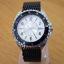 Mens Silver Black Police Miami 13669 Rotating Bezel 100m Diver Style Sport Watch
