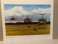 RARE Vietnam War helicopter signed Military Art Print  Huey by Wayne Drummond