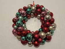 Christmas Bauble Door Wreath Decoration Multicoloured Baubles Red Gold 33 cm Dia