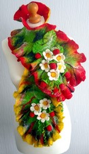 Felted Scarf Nunofelt 100% wool  Shawl -blossom-