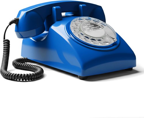 Blue rotary dial telephone - rotary,