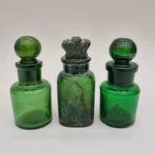 Vintage Green Glass Bottles x3