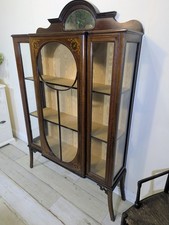 Art Nouveau Display Cabinet Inlaid Mahogany Splayed Legs Delivery Available 