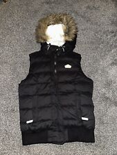 Womens Superdry Gilet Jacket, Size XS, Black, Sleeveless, Parka, Hood, Fur, (72)