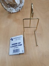 JES: Hanging Cup & Saucer Stand Gold Brassed Made in England