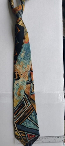 Vintage tie blue geometric - tie,,