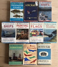 10 Observer Books with Dust Jackets Furniture Painting Fish Aircraft Ships