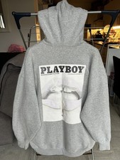 Womens Playboy X Missguided Grey Oversized Hoodie Size 10 - Has Some Light Marks