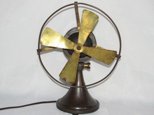 07f28 old desk fan bronze - desk,