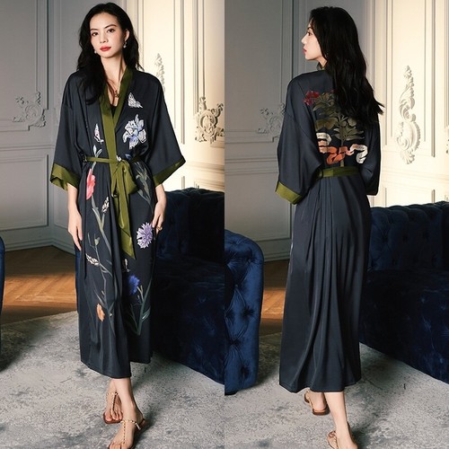 Women satin kimono robe - women,
