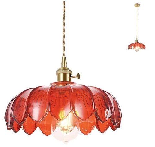 Red glass pendant light - glass,