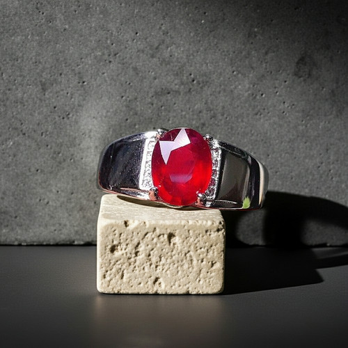 3ct mens ruby ring - mens, natural