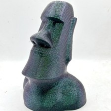 Aquarium Moai Head Breeding Catfish Cave | Glitter Green Fish Hiding Ornament