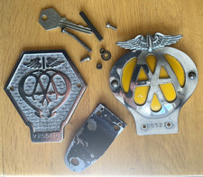 Vintage Chrome Basket Weave & Convex Dome AA Car Badge & Telephone Kiosk Key