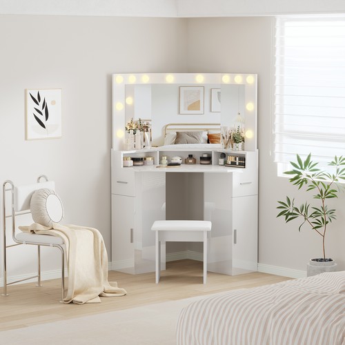 White corner dressing table - white,
