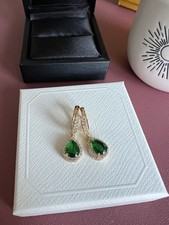 Emerald Pear Cut Diamond 1.0ct Halo Setting Earrings In Yellow Gold