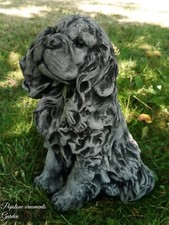 King Charles Spaniel Dog Statue Highly Detailed Stone Garden Ornament Decor