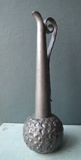 Vintage Perletinn pewter small jug tall bud vase Norway 1960s Brutalist style