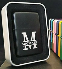 Petrol Lighter & Gift Box Engraved with Name & Initial  Personalised Christmas 1