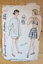 Simplicity 2863 1940s sewing pattern 1949 size 16 1940s swim seperates