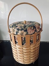 Vintage Large Retro Wicker Style Sewing Basket Box With Lid / 4 Compartments