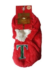 Kids slippers  snuggle letter T size 1-2 red non-slip soles. 1st class postage. 