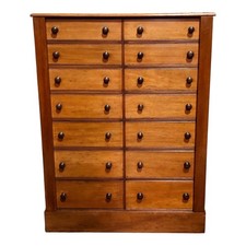 Handsome Antique Double Fronted Wellington/Collectors Chest Of Fourteen Drawers