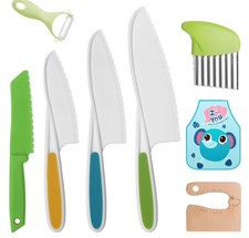 8PCS Kids Kitchen Knife Set Toddler Knife for Chopping, Plastic Children's Cook